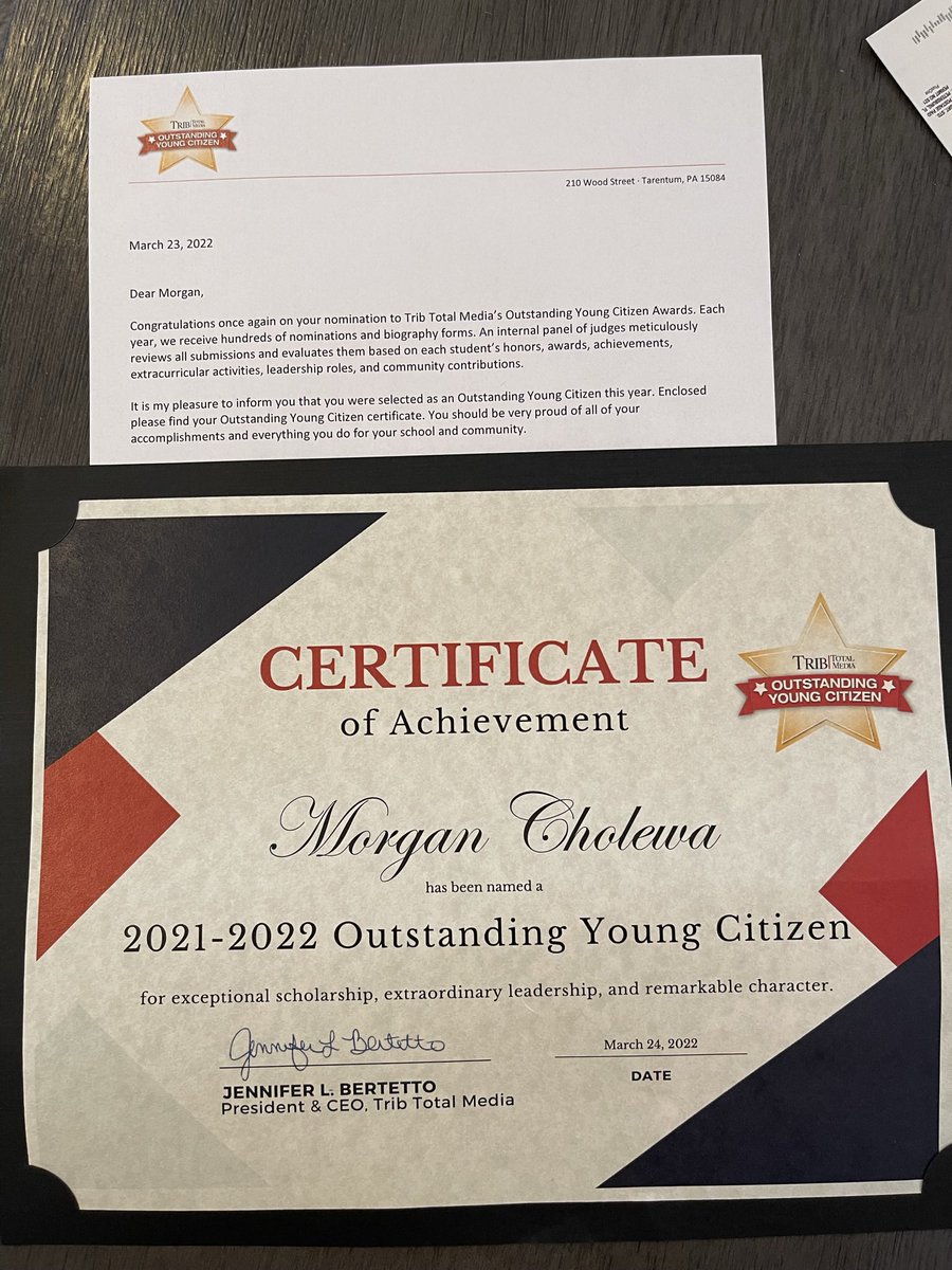Thank you <a href="/TribTotalMedia/">Trib Total Media</a> for awarding me the Outstanding Young Citizen Award🎉 And thank you to <a href="/rhonda_marasco/">Rhonda Marasco</a> for nominating me for this award 💜