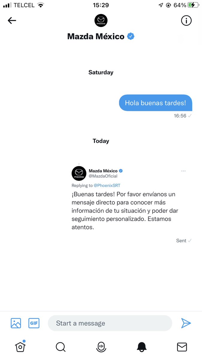 PhoenixSRT's tweet photo. @MazdaOficial Ya intente contactarlos en dos ocasiones, sin obtener respuesta @MazdaOficial #FeelAlive https://t.co/PoPaEZ2uHW