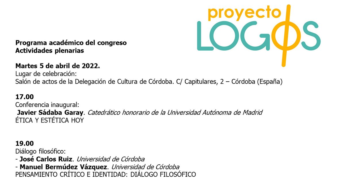 En estos tiempos en que la tempestad arrecia contra la filosofía, me parece que una buena manera de reivindicarla es hacer y mostrar más filosofía. Mañana martes, 5 de abril, a las 17.00 en la delegación de cultura de Córdoba (c/ Capitulares 2) #Filosofia <a href="/srjosekarlos/">José Carlos Ruiz (filosofía)</a>