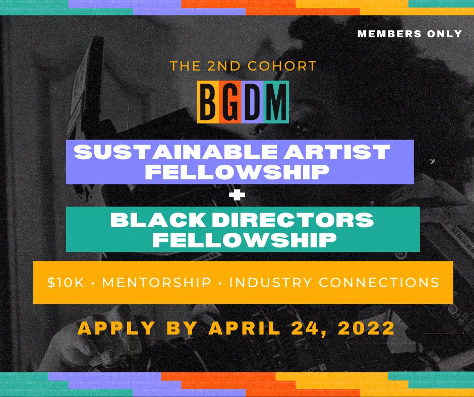 Are you a member of @browngirlsdocm? Then you may be eligible to apply to the BGDM Sustainable Artist Fellowship and/or BGDM Black Directors Fellowship! These Fellowships offer $10K in funding,  industry connections + mentorship. Apply by April 24: buff.ly/3j4RuyK