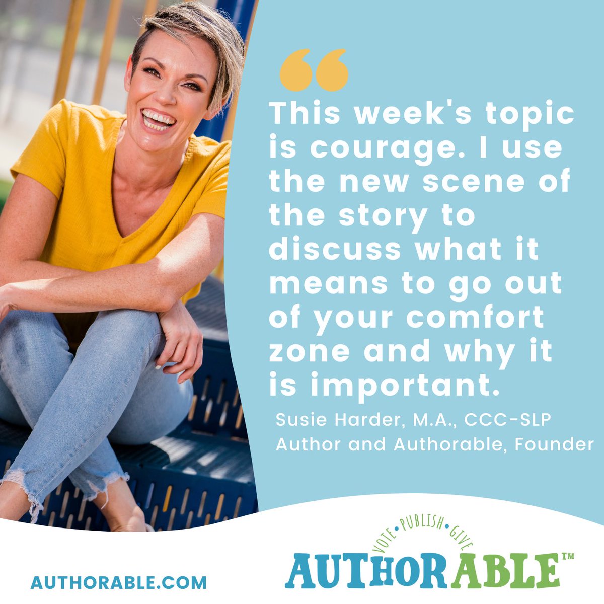 authorablekids's tweet photo. Happy Monday! It’s a new week, which means we have a new topic, and lesson, for students! 

This week, it’s all about courage and getting out of your comfort zone! 💪 

What makes you feel courageous when you have to do something that feels uncomfortable? #education #edutwitter https://t.co/clO4Po5UB2