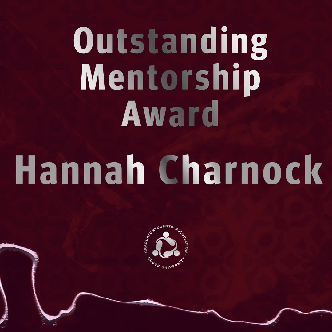BrockGSA's tweet photo. Congratulations to Hannah Charnock for winning our Outstanding Mentorship Award! 

This is the first year of this award. It was created to recognize outstanding commitment to mentoring and supporting other graduate students, demonstrating exemplary actions in inspiring leadership https://t.co/O8T745lPxE