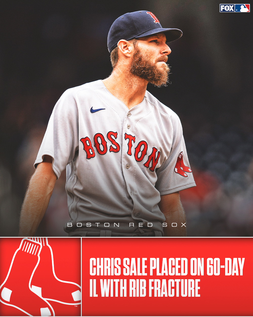 FOX Sports: MLB on X: The Boston Red Sox announced that Chris Sale has  been placed on the 60-day IL with a right rib stress fracture.   / X