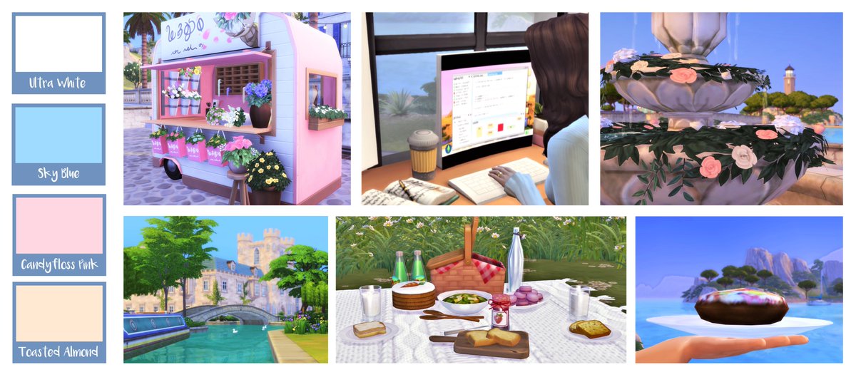 HanbamSims's tweet photo. I never shared my sims moodboard! It was fun to make, and I got to take lots of pictures of food because I like food 😂 https://t.co/nXX2PS8ojj