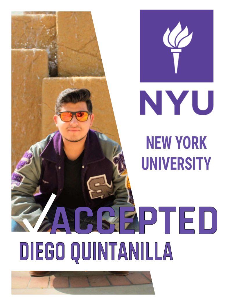 That previous post was a trick question, because Diego will be attending NEW YORK UNIVERSITY next Fall! 

Best of luck in the Big Apple, Diego! 🍎🍎🍎🍎