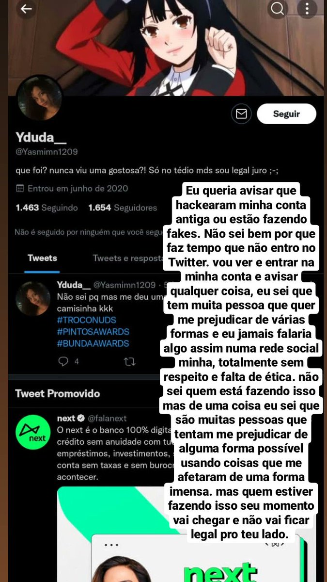 Criaram um perfil fake meu aqui no Twitter pra me defamar e me afetar de alguma forma,  totalmente sem sentido falando coisas que eu jamais falaria numa rede social. mas um dia de luta como todo os outros. Ou hackeou uma conta antiga minha não sei, mas com a mesma intenção.