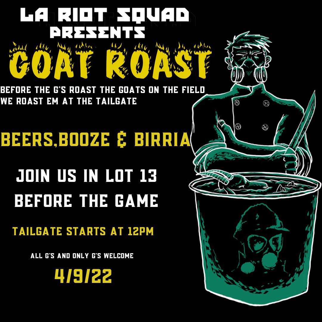 LARiotSquad's tweet photo. This weekend we roastin goats. Join us before the match for beer, booze &amp; birria. https://t.co/GTgKs00H4N
