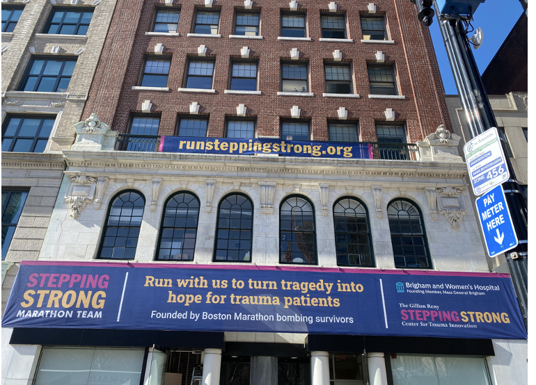 steppingstrong1's tweet photo. Look what's up in #CopleySquare at the #BostonMarathon finish line! 💙💗💛

Go go go #SteppingStrong runners! 

Every penny earned will support #trauma #research and #injuryprevention. Support a runner today! 🙏
https://t.co/HLKAvtn1Pq

#TurningTragedyIntoHope https://t.co/YkLWxkP5xS