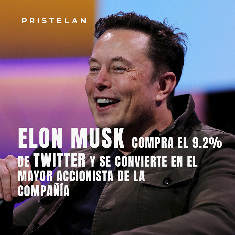 pristelan's tweet photo. #ElonMusk sorprende al mundo con la compra del 9.2% de las acciones de la red social. https://t.co/Sod5MxMOiJ