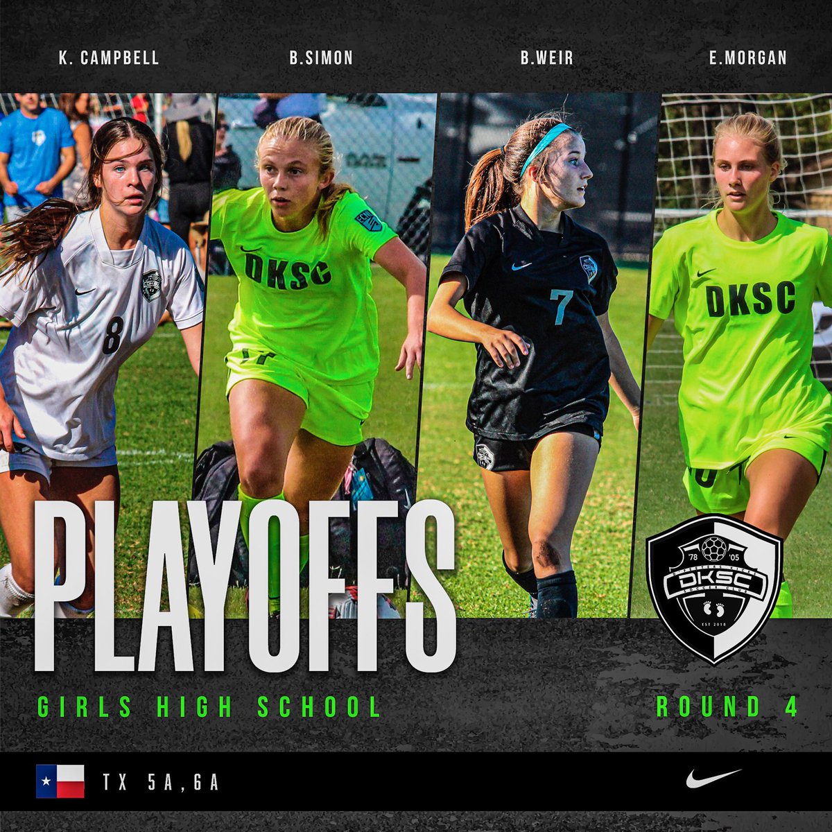 Congratulations to our DKSC 05 ECNL players that have punched a ticket to the UIL Regional Tournament! Good luck, ladies!! <a href="/KatCampbell05/">Katarina Campbell</a> <a href="/RaccoonSoccer/">Raccoon Soccer</a> <a href="/bayliesim0n/">Baylie Simon - Soccer</a> @khgirlssoccer <a href="/WeirBrinlee/">Brinlee Weir</a> <a href="/LJacketsSoccer/">RHS Lady Jackets Soccer</a>        Erin Morgan <a href="/AHSEaglesSoccer/">Lady Eagles Soccer</a> #txhssoccer #Sweet16 #DKSCProud