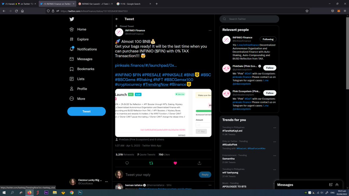 0xCezzVerse's tweet image. #INFINIO $FIN #PRESALE #PINKSALE