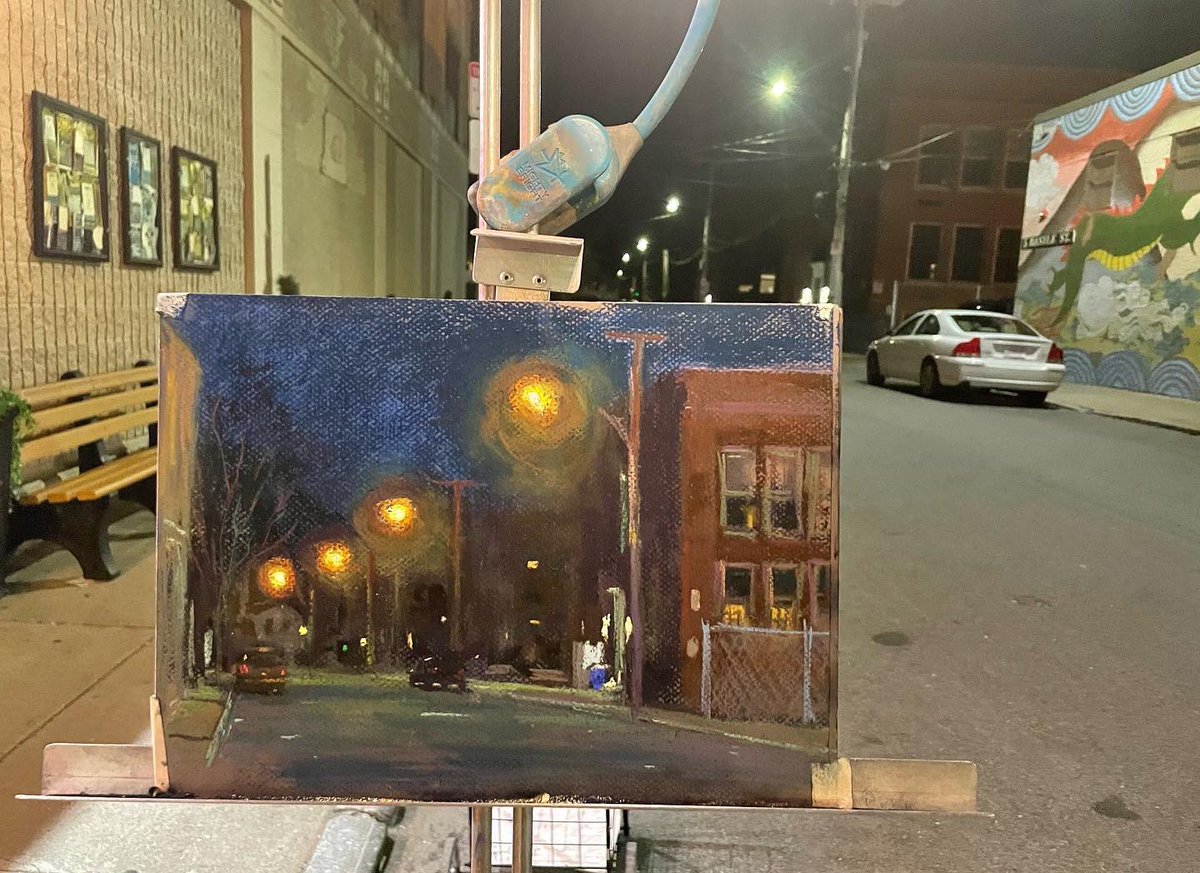 graywendipaint1's tweet photo. I walked over to paint this same angle of the Charles Sumner Elementary school one last time but this time at night and with pastels .  9x12 #boston #bostonpublicschools #pleinairpainter #pleinair #roslindale  #enpleinair #sumnerschool #painting @sumnerbps https://t.co/uDUQkkh5Rd
