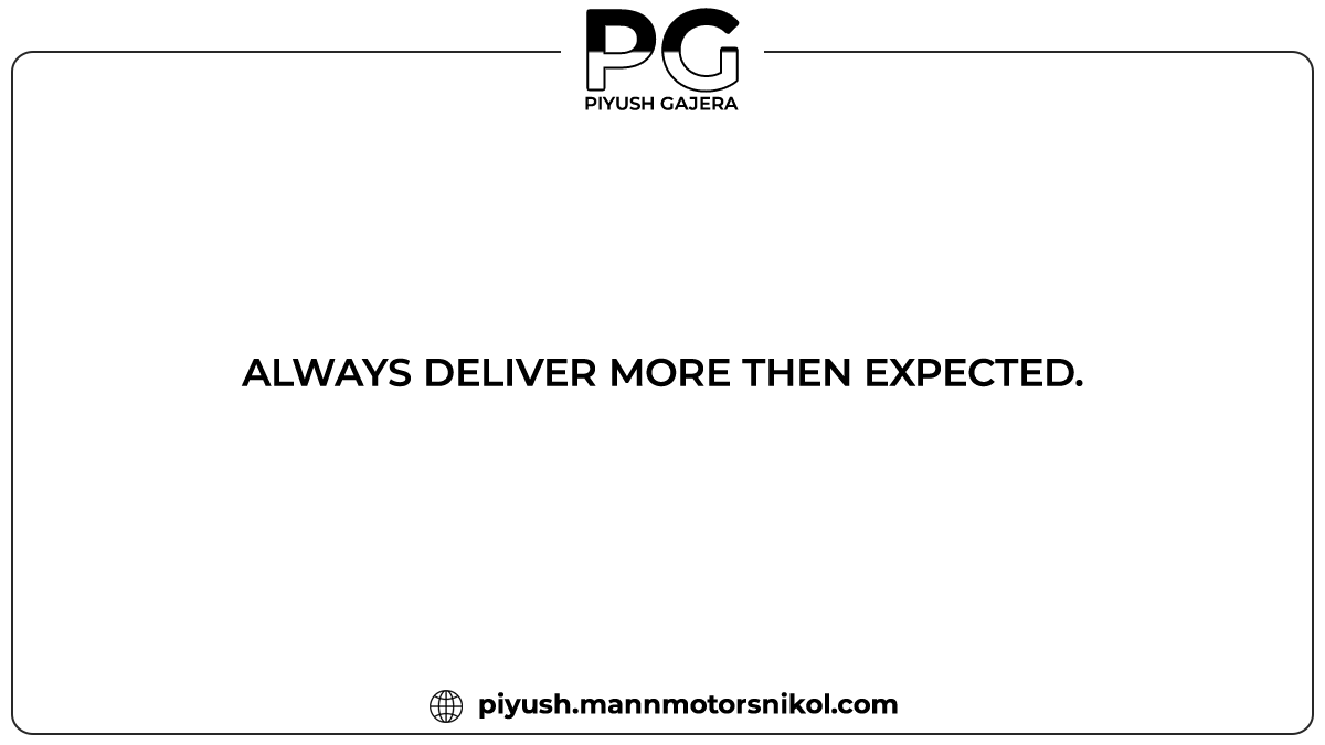 piyushgajera98's tweet photo. Always Deliver More Then Expected.
#TuesdayThought #TuesdayTips #BusinessQuotes #AlwaysOverDeliver #Business #CustomerService #CarMechanic #PiyushGajera #MannMotorsNikol https://t.co/QCxkrlq73k