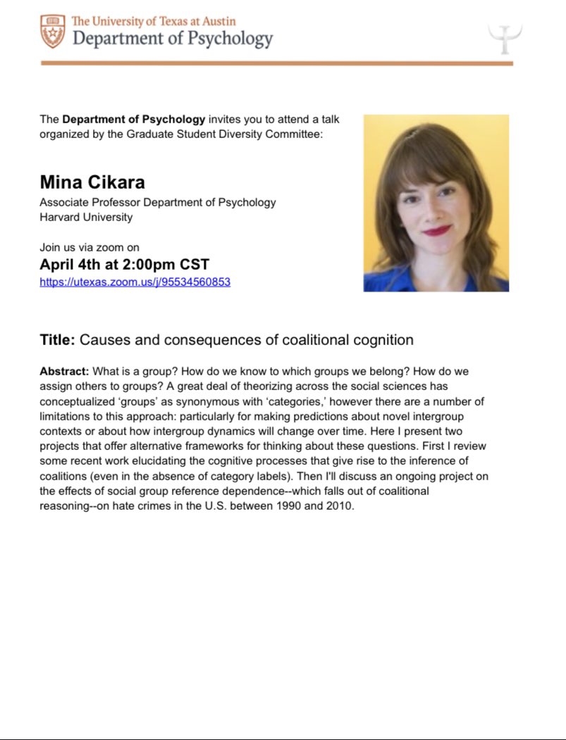 We want to thank <a href="/profcikara/">Mina Cikara</a> for being part of our talk series this year! We enjoyed learning about your research at Harvard and we look forward to hosting you in the future ( in-person format) !🎉
Also, a big thanks to <a href="/EliyaBenAsher/">Eliya Ben-Asher</a> for arranging our talk series this semester🤓