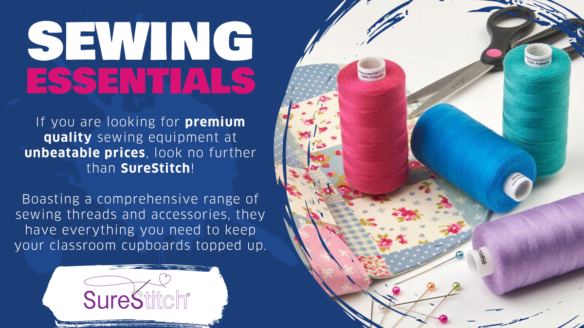 DryadGeneral's tweet photo. If you are looking for premium quality sewing equipment at unbeatable prices, look no further than SureStitch!

Boasting a comprehensive range of sewing threads and accessories, they have everything you need to keep your classroom cupboards topped up.

https://t.co/VJttE9RaM1 https://t.co/FNNuZLWFin