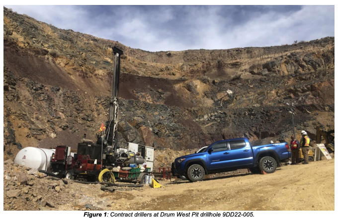 HawkResources's tweet photo. Drill hole 9DD22-003 in the Drum #gold deposit East Pit at our Detroit Project in Utah, USA has intersected a broad gold mineralised interval of 17.8m @ 1.70g/t from 88.0m downhole which includes 6.6m @ 2.5g/t Au from 99.2m downhole: https://t.co/0Slnlz8eND

#AL8 https://t.co/mToBfif1Pr