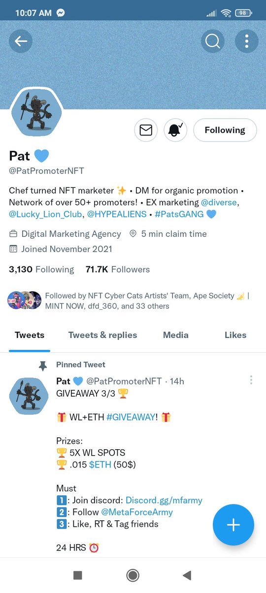 Ken69026336's tweet photo. @PatPromoterNFT @SlicksNFT Done hope i win this https://t.co/zCGD73jOe4