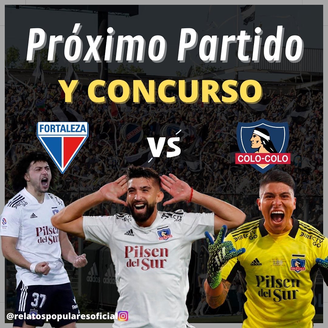 relatosalbos's tweet photo. Este jueves a las 18 hrs enfrentamos a Fortaleza en Brasil por nuestro debut en Copa Libertadores😍🤟🏼 

CONCURSO

REQUISITOS IMPORTANTES
-Comentar el resultados de este jueves
-Dar RT (obligatorio)
Suerte!!!!! Y #vamoscolocolo carajo! https://t.co/vb5rPIiRdo