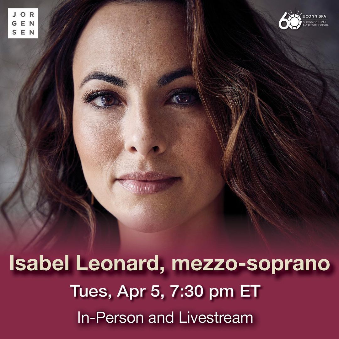 OurConcertsLive's tweet photo. Don't forget! Isabel Leonard is coming to the @JorgensenUConn Digital Stage TOMORROW, April 5 at 7:30pm ET / 4:30pm PT with pianist and coach John Arida. Don't miss out, buy your tickets now!

Tickets available at https://t.co/rN0c3eqLfG https://t.co/1lkMrOjmd9