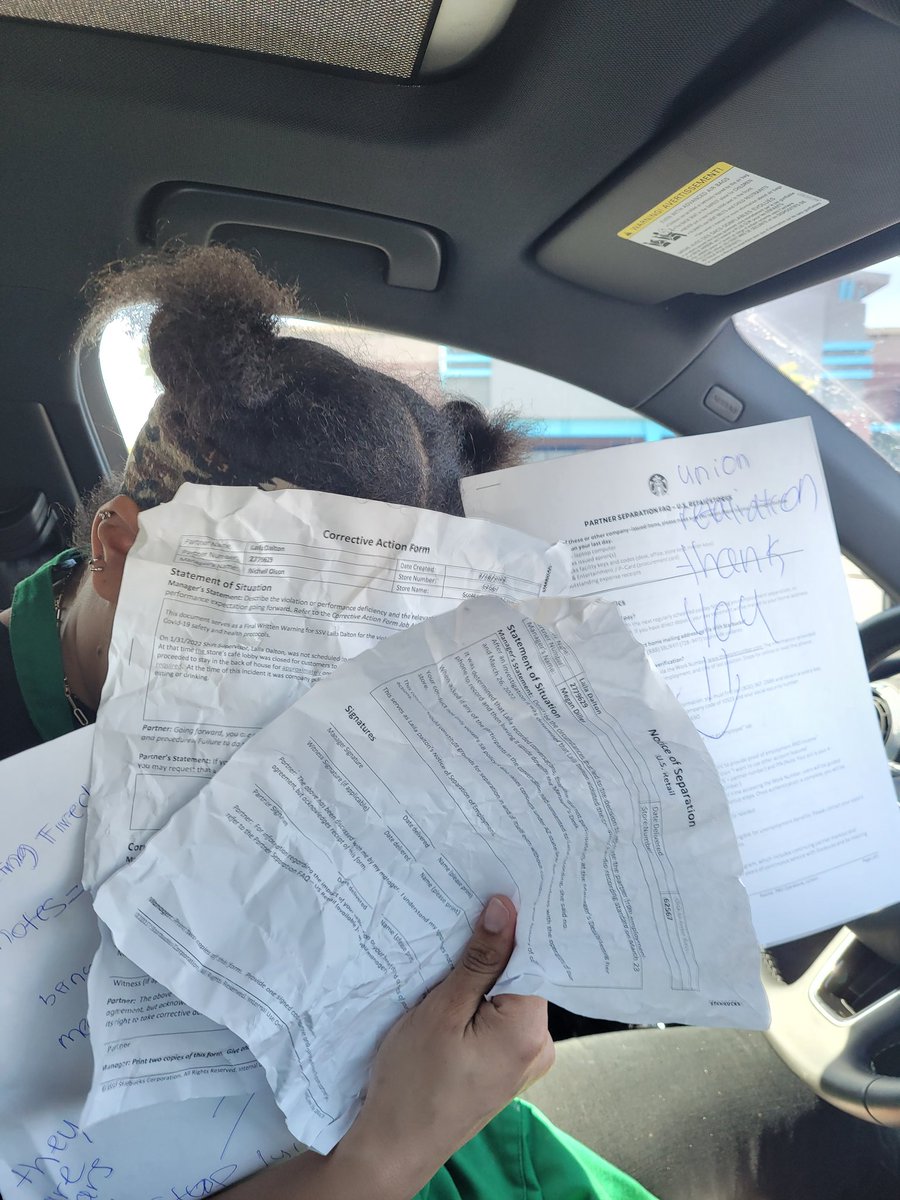 whitphoenix's tweet photo. My Best Friend, Co-Leader, Co-Worker was fired by Starbucks today. I'm livid! Starbucks you just made a major mistake. @lailaddaltonn we love you. You WILL be reinstated. And we will WIN this election for YOU! Our ballots were mailed today!
@SBWorkersUnited 
@ArizonaAFLCIO https://t.co/N0BIfVcOFU