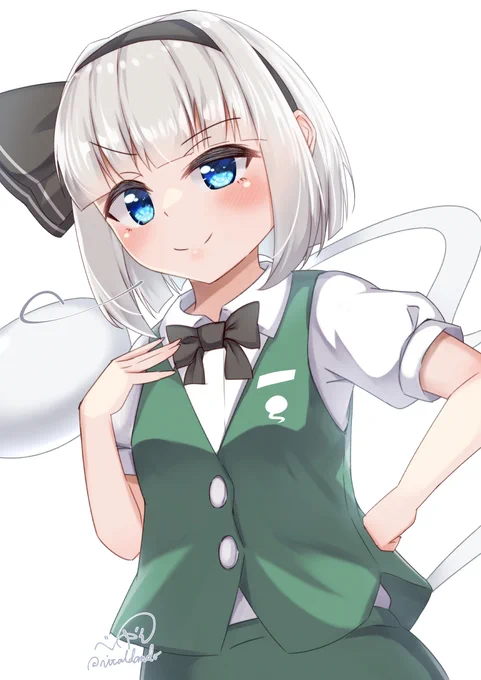 妖夢の日なのでこれ以上ないぐらいの渾身のウザめのドヤ顔を見せる妖夢ちゃん描きました。#魂魄妖夢 #妖夢の日#4月6日は妖夢の日 