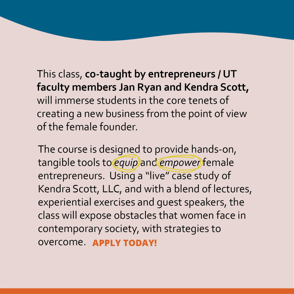 UTCreatives's tweet photo. The Women in Entrepreneurship class will be returning fall 2022 as a part of the new WiE specialization. This partnership with the McCombs School of Business will give students the opportunity to earn a minor in entrepreneurship. Apply now! https://t.co/6HijaHscfi https://t.co/8g9yOxra1w