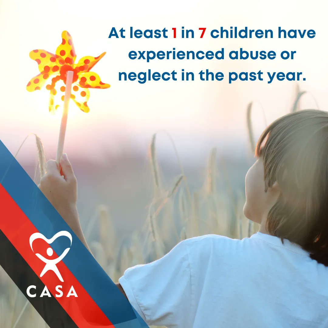 April is #ChildAbusePreventionMonth. #CASAvolunteers support children and families involved in foster care by working with child welfare employees and school social workers to find necessary resources that will improve outcomes. #ThrivingFamilies