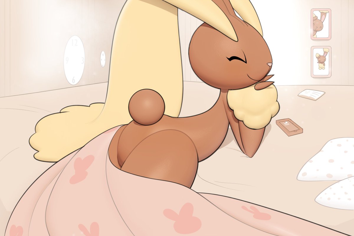 lopunny furry rabbit tail pokemon (creature) rabbit girl closed eyes happy furry female  illustration images