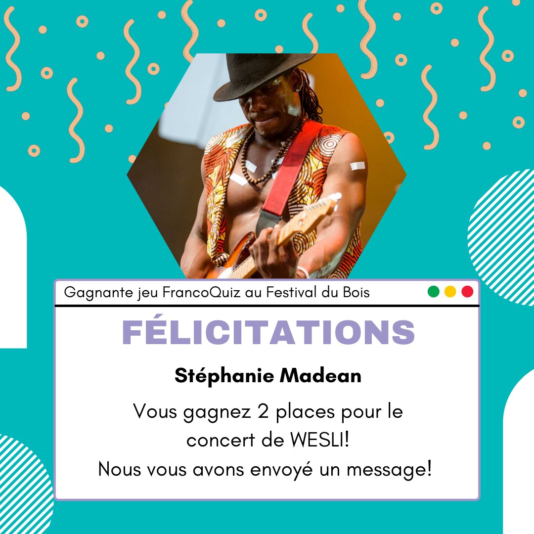 Vous avez été nombreux a participer au concours <a href="/FrancoQuiz/">FrancoQuiz</a> durant le Festival du Bois de la <a href="/SFMaillardville/">SF Maillardville</a>!

MERCI à tous, et FÉLICITATIONS à Stéphanie Madean qui remporte les 2 tickets de concert WESLI prévu le 9 avril au Wise Hall 🥳!

#frcb #frca #francoquiz