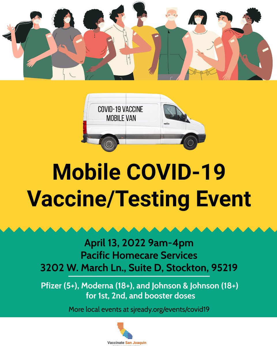 COVID-19 Vaccine &amp; Testing Clinic: Wednesday, April 13th from 9:00 am. - 4:00 pm., located at Pacific Homecare Services, 3202 W. March Ln., Suite D., Stockton, CA 95219