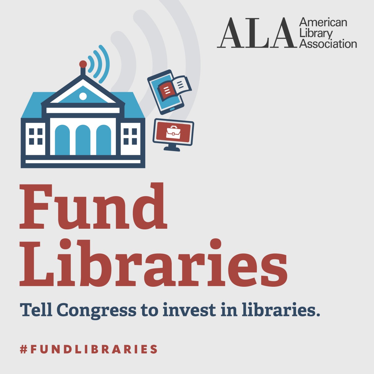 It's #TakeActionForLibrariesDay Library advocates nationwide stand together on Take Action for Libraries Day & call on our elected officials to keep #LibrariesStrong with sustainable federal funding, because we all know that strong libraries make strong communities #FundLibraries