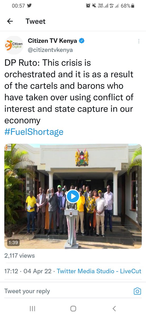 Moha87574655's tweet photo. Remember Mwana wa Hannah said Kenyans don't eat roads! 
I wonder why the UDAKu leader is complaining about #FuelShortage
Nyeri, mbadi, Ruto, Musalia, oil marketers, weston Hotel 
#StopBeatingRachel 
#RutoHistoryOfViolence https://t.co/UZM9Clmos9
