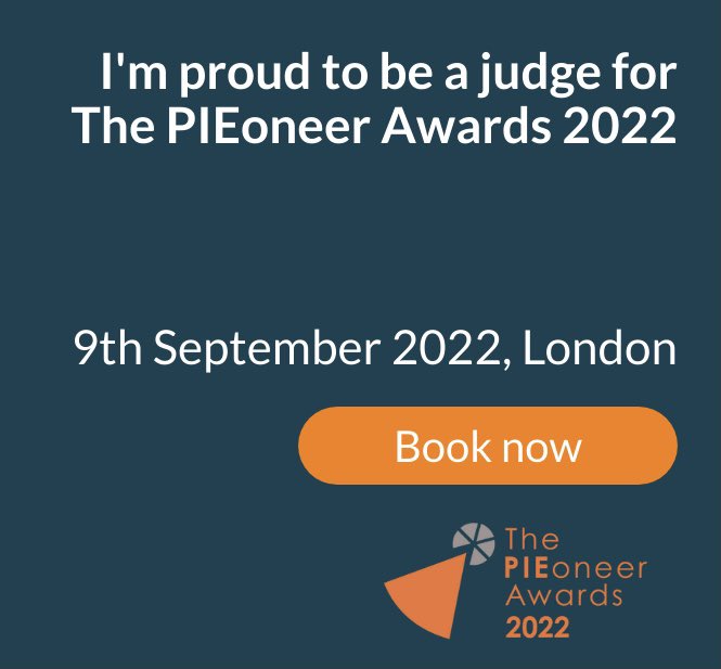 Tomorrow 6th April is the last day for nomination. #pieoneers22 Thrilled to be a judge for this year’s award.  Enter now pieoneerawards.com/thepieoneerawa…