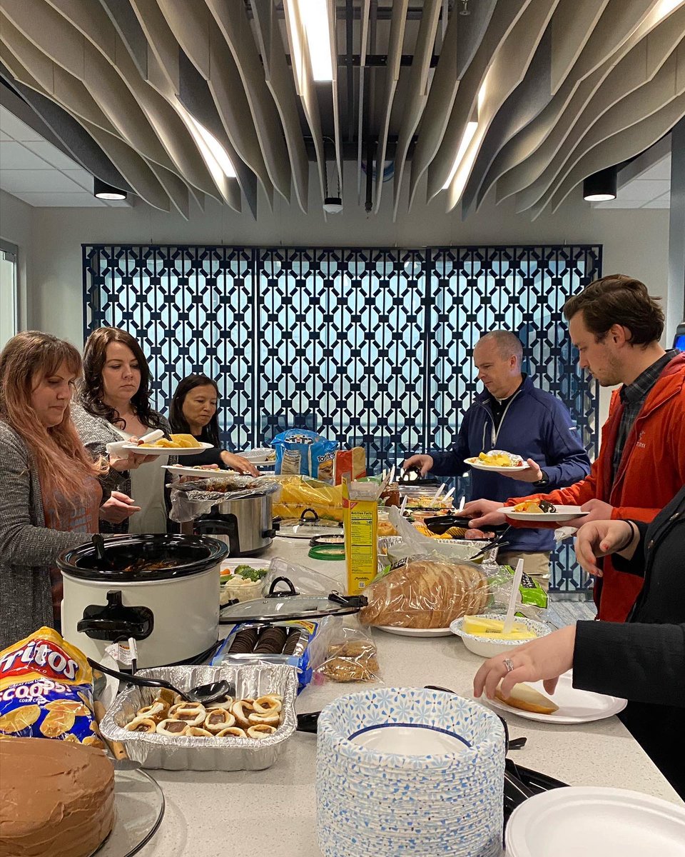 ballventures's tweet photo. Ending this year’s March Madness Tournament with a slam dunk! We enjoyed all the the good food and great company we had at our employee potluck lunch today! 🏀🗑
#marchmadness
#workhardplayhard
#ballventures
#createdevelopbuild
#doanything https://t.co/mYBQ4DadLy