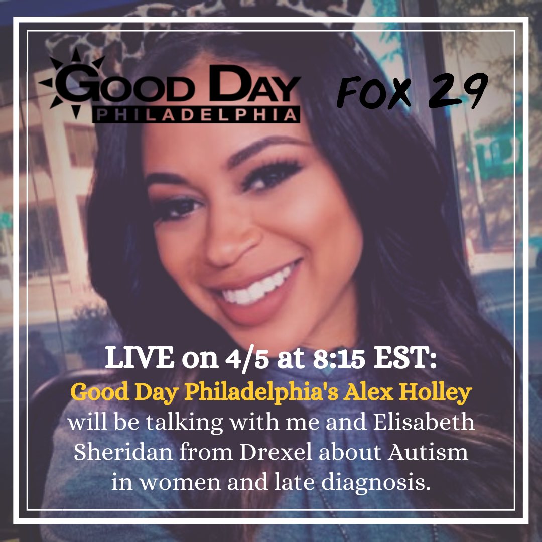 Watch <a href="/FOX29philly/">FOX 29</a> LIVE tomorrow (Tues 4/5) at 8:15am EST -⁠ Good Day Philly's @alexholleytv will be speaking with me and Elisabeth Sheridan from <a href="/DrexelAutism/">Autism Institute</a> about #Autism in women, and late diagnosis.⁠
#Fox29GoodDay #AutismAcceptanceMonth #AutismAcceptance #ActuallyAutistic