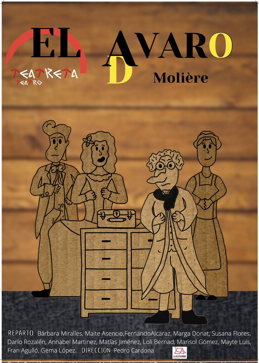 TeatretaTeatro's tweet image. El Avaro de Molière #nuevaproducción de @TeatretaTeatro Nos vemos 6, 7 y 8 de #Mayo en @Escorxador #Elche #Elx #teatro #teatre #teatroamateur Muy pronto más noticias y enlace de entradas 😍