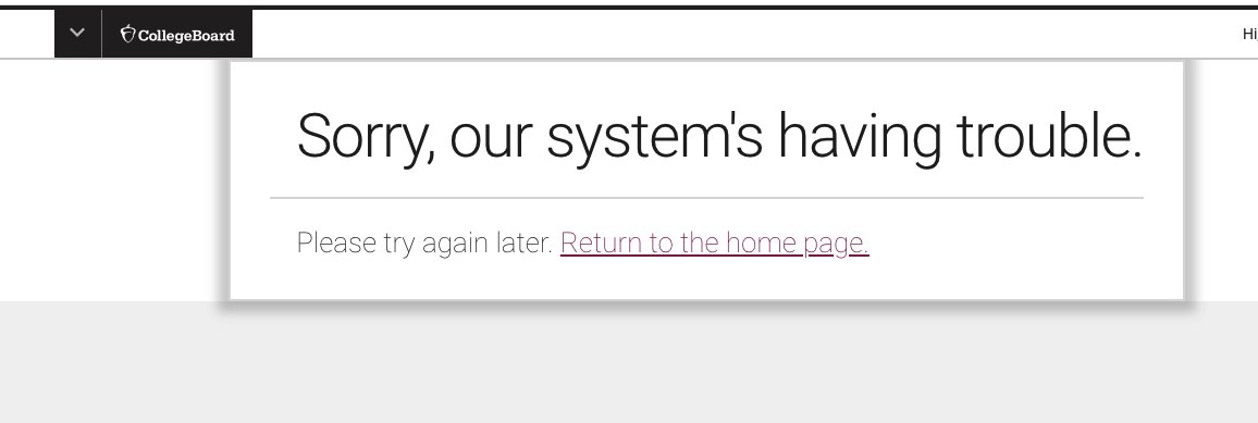 mmdotz's tweet photo. @CollegeBoard Your SAT deadline is looming and the register page is still broken https://t.co/5KSV2tyQ7D