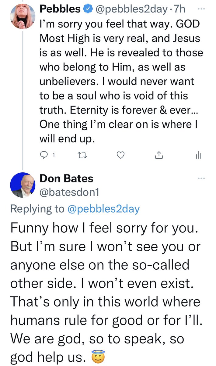 pebbles2day's tweet photo. It’s really interesting how we can have such different perspectives on the subject of GOD being real or not.
One thing I know for sure… IF, you ever REALLY want to know? Ask HIM to reveal Himself to you…HE is GOD and doesn’t have to prove anything to anyone…BUT HE knows Man.🙂 https://t.co/lnKM1e88zw