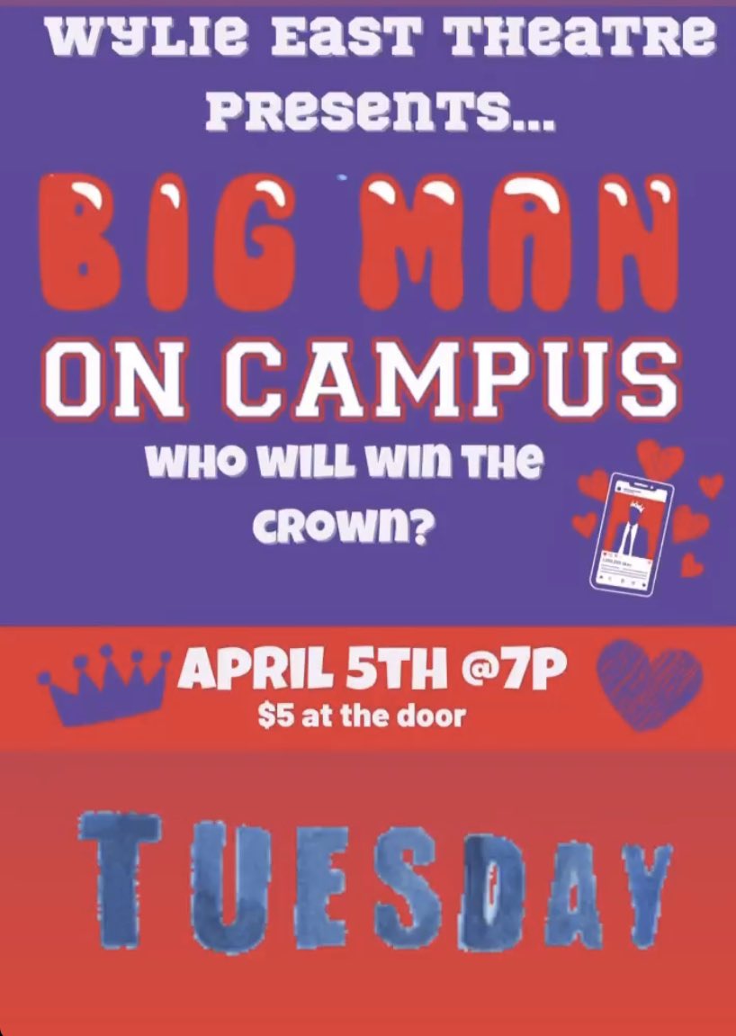 Big Man on Campus tomorrow night!!  7pm -tickets $5 at the door