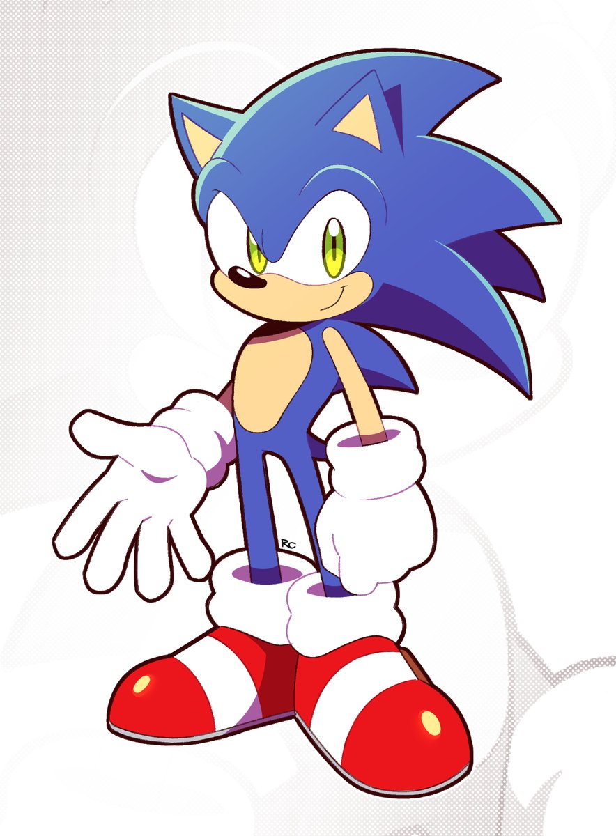 sonic the hedgehog 1boy male focus solo gloves open mouth smile red footwear  illustration images