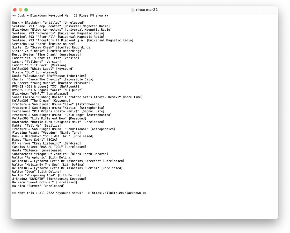 💥Keysound <a href="/RinseFM/">Rinse FM</a> Mar show is up!!

🔥 from <a href="/FutureBounce/">FutureBounce</a> @lamontmusicUK <a href="/scuffedrecs/">Scuffed Recordings</a> <a href="/Kellen303/">OFFWORLD</a> <a href="/rrramico/">ra mico</a> <a href="/Logos262/">Logos</a> <a href="/CharlieFracture/">0860</a> <a href="/SamBingaMusic/">YBYB aka YA BWOI YUNG BINGLES</a> <a href="/Astrophonica/">Astrophonica</a> <a href="/djnarrows/">DJ Narrows</a> <a href="/gantz_tr/">gantz</a> <a href="/WaltonMCR/">Walton</a> <a href="/cassius_select/">Cassius Select / Lavurn</a> <a href="/mrbenone/">Mrdexter</a> <a href="/floatingpoints/">floating points</a> + more

soundcloud.com/rinsefm/keysou…