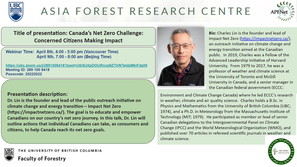 afrc_ubc's tweet image. Webinar this Friday: Canada&apos;s Net Zero Challenge: Concerned Citizens Making Impact. Zoom link: ubc.zoom.us/j/2891009418?p…  

Meeting ID: 289 100 9418
Passcode: 20222022