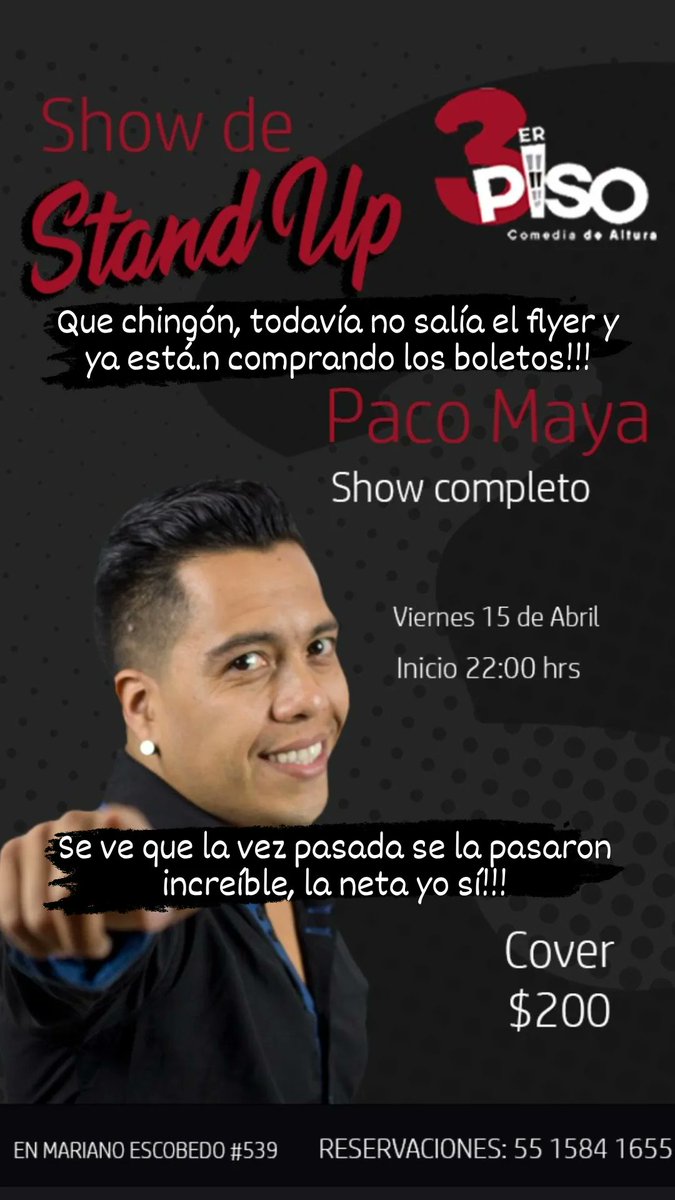 Allá nos vemos, neta gracias, vamos a pasarla aún mejor que la vez pasada!!! <a href="/3erPisoComedy/">3erPiso</a>