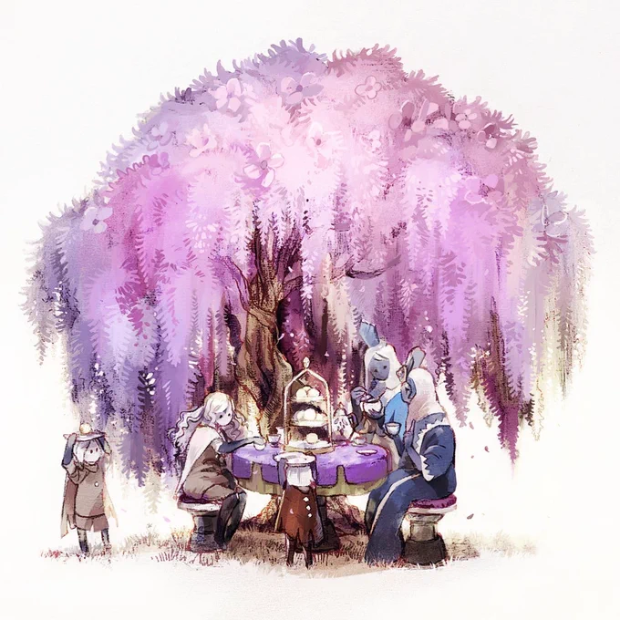 大きな藤の木の下で
仲良くお茶会よ~💠🫖☕️

 #thatskygame
#sky星を紡ぐ子どもたち 