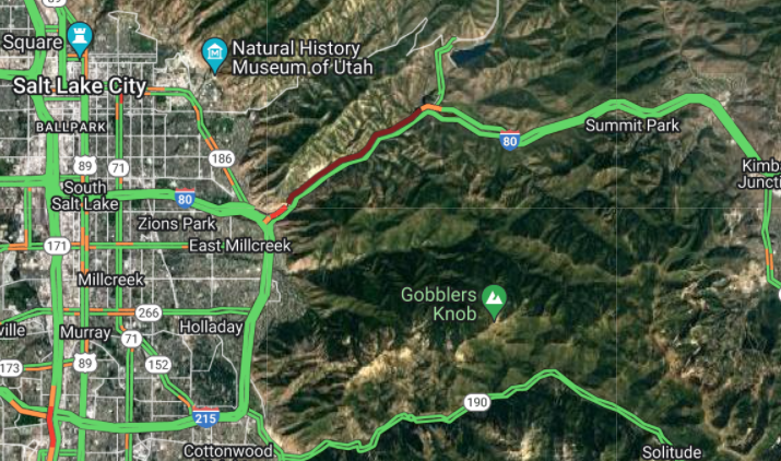 KSLMichele's tweet photo. Traffic backing up to East Canyon for drivers heading WB in Parleys Canyon. Officials are working to clear the scene of this medical situation at the mouth of the canyon. Depending on your destination coming from the Wasatch Back Provo Canyon may be a good alternative. https://t.co/dENdPjIJlN