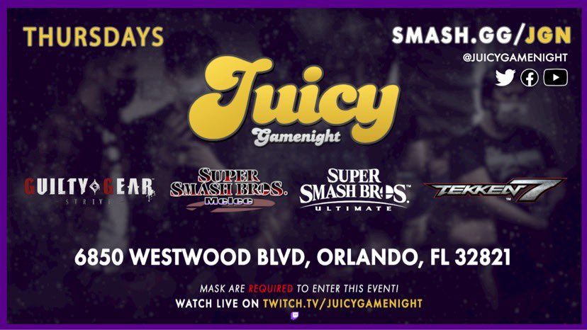 JuicyGameNight's tweet photo. Registration is live for this week’s #JuicyWeekly!
Tuesday: #SCON4 and #DBFCI at Ready Game Begin
➡️ https://t.co/GCqWtFoeoe
Thursday: #SSBU, #SSBM, #MBTL, #GGST, #TEKKEN7 & #KOFXV at Hilton Garden Inn
➡️ https://t.co/Tj2NAku8Co https://t.co/ofp6jumgrh