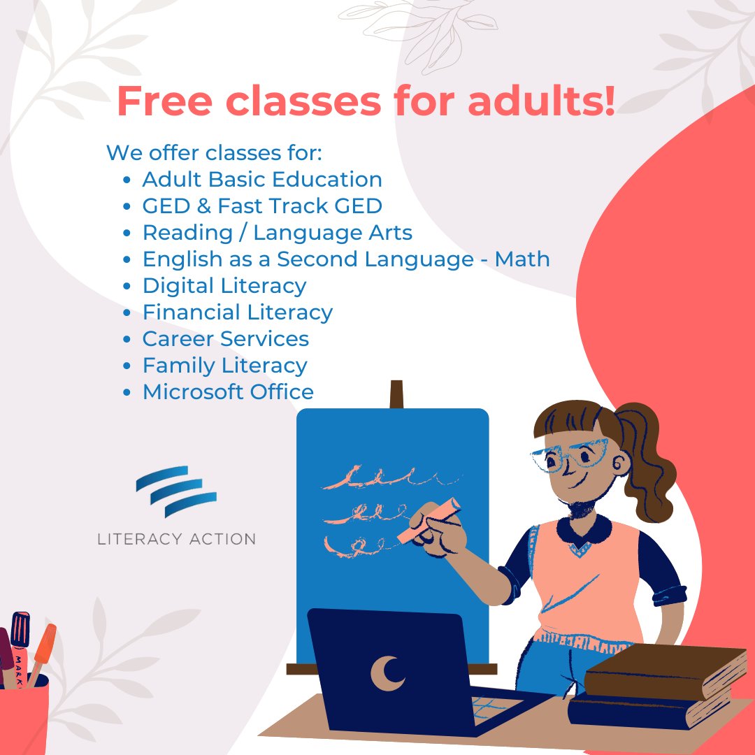 LitActionATL's tweet photo. Free classes for adults!
We offer classes for:
- Adult Basic Education
- GED & Fast Track
- Reading / Language Arts
- English as a Second Language
- Many more!
Sign up for orientation online: https://t.co/X8eTEmhI4Q
#free #adultlearning #literacy #math #basicedu #ged #esl https://t.co/nFy2YKrP7i