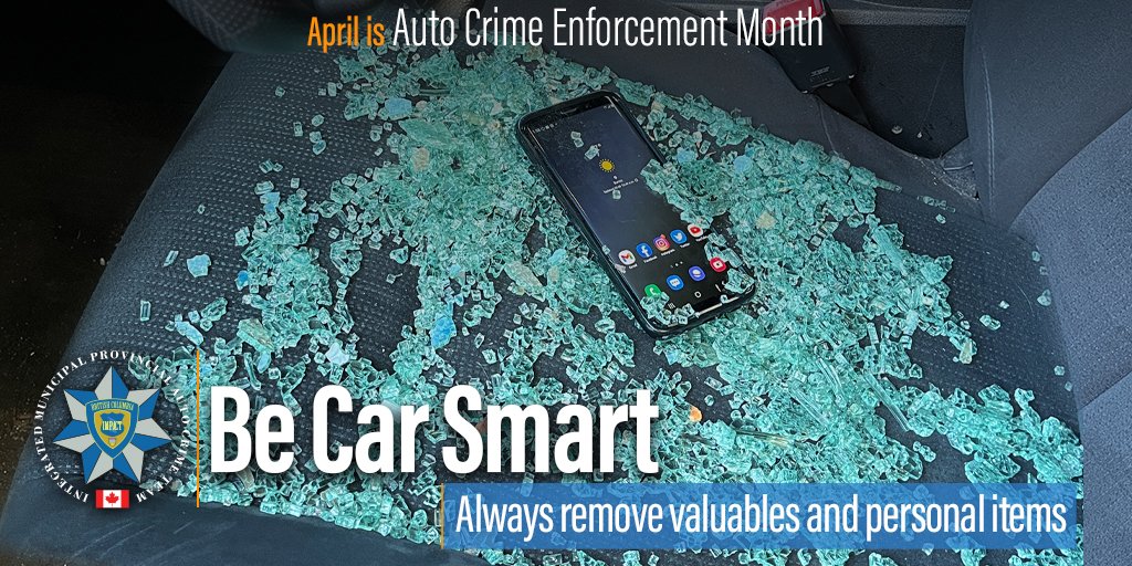 icbc's tweet image. April is Auto Crime Enforcement month and we’re teaming up with @IMPACTautocrime to remind drivers that valuables left in your vehicle are tempting for thieves! Always remove your electronics and any other valuables from your vehicle. #StopAutoCrime