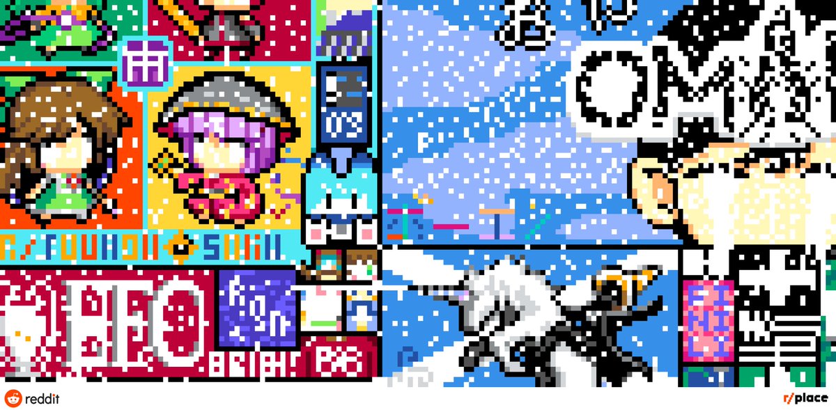 b11mech's tweet photo. /place has come to an end. 
And we made it to the end with Serval, Boss, Tsuchinoko, Gean and Pi!
It's been a great pleasure to build for the Park ^-^!!  
Enjoy the snow☃️ 
#けものフレンズ  #KemonoFriends https://t.co/afcFPFbWQM