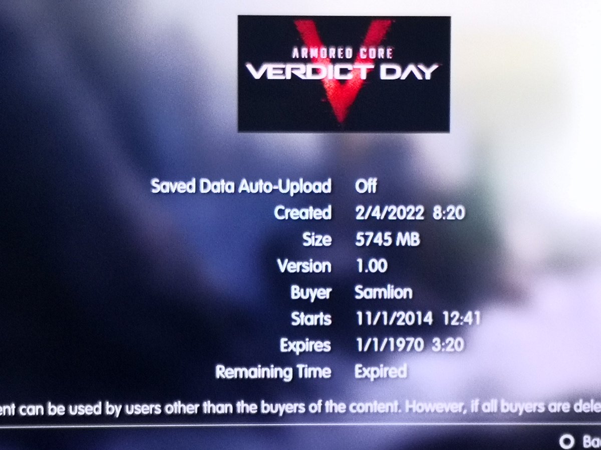 samlion1986's tweet photo. I went back to my PS3 to replay one of my games and told me it expired and the date was 1/1/1970, is there a way to fix this? @AskPlayStation @fromsoftware https://t.co/sP2QZMcYnN